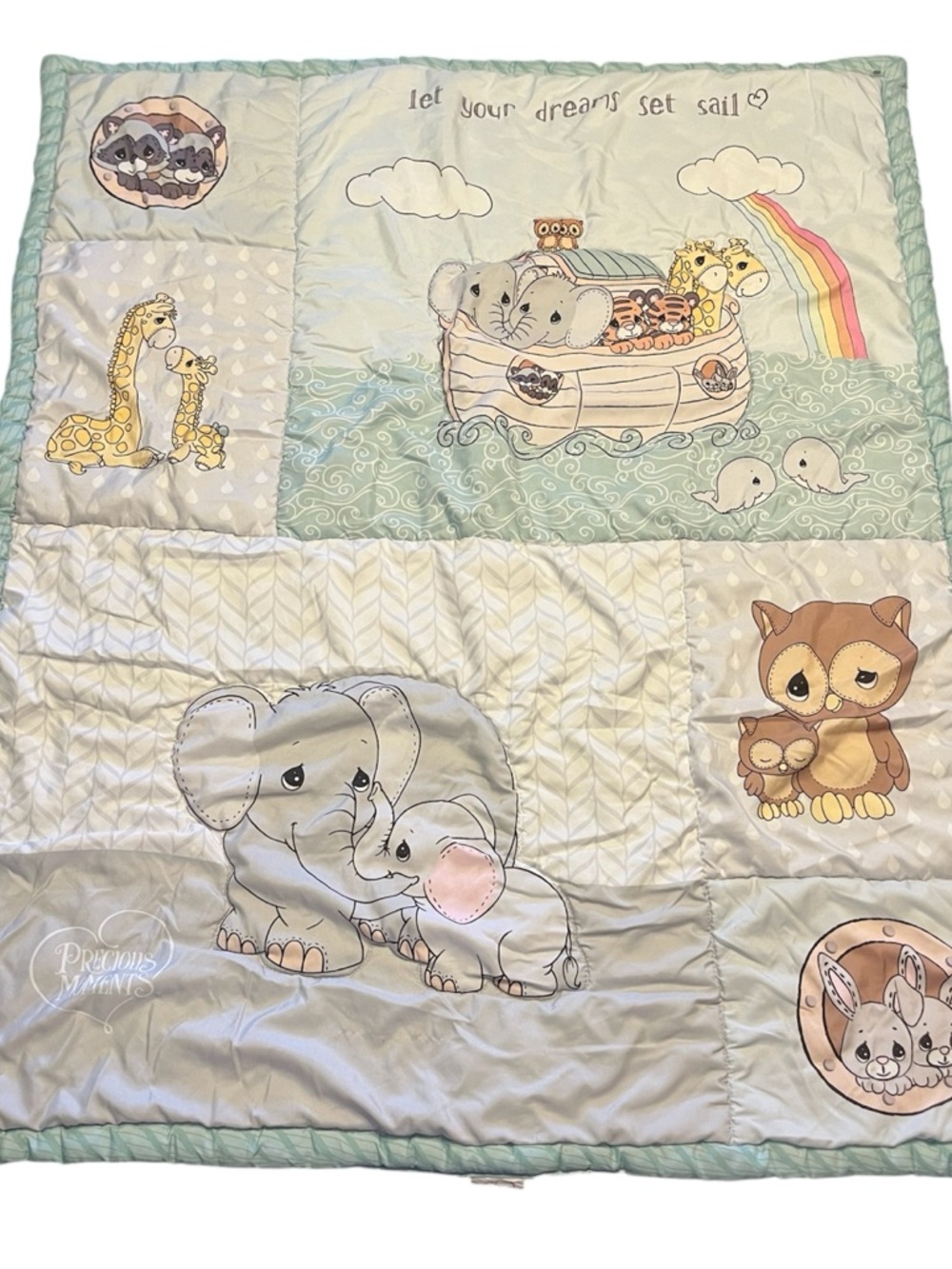 Precious Moments Noah’s Ark Baby Quilt Patchwork Reversible Microfiber Polyester